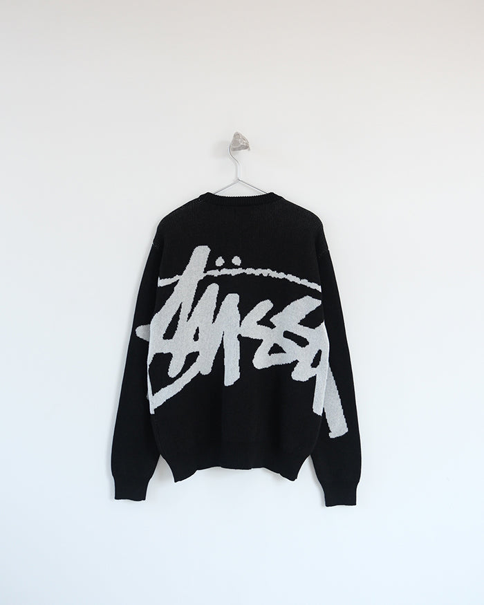 - 全新特價 -Stussy Stock Sweater 手寫體針織毛衣 (黑色L)