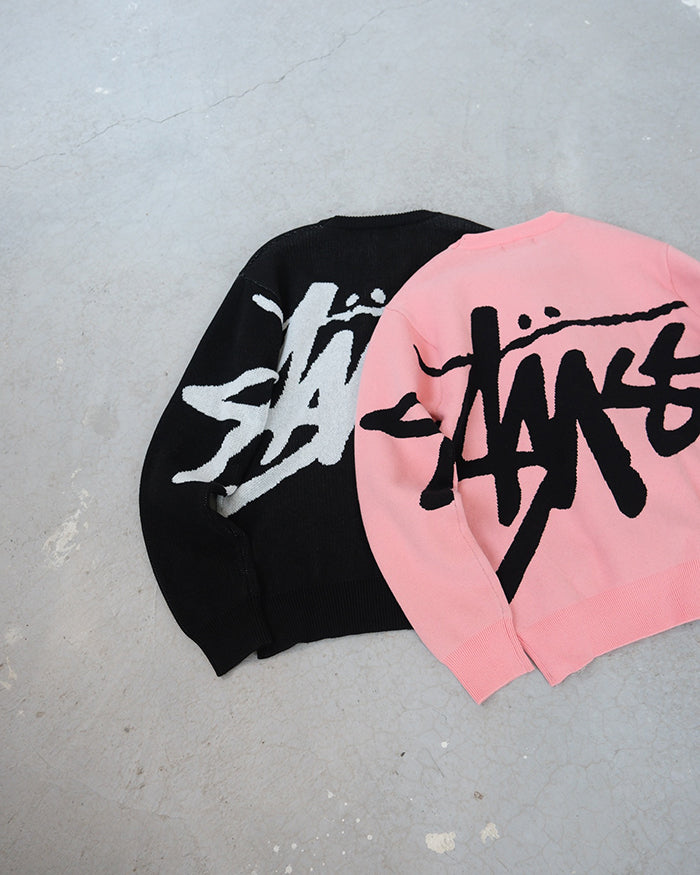 - 全新特價 -Stussy Stock Sweater 手寫體針織毛衣 (黑色L)