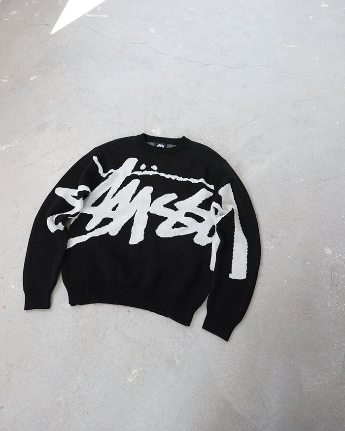 - 全新特價 -Stussy Stock Sweater 手寫體針織毛衣 (黑色L)