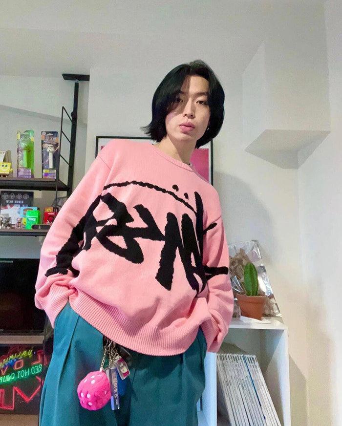 - 全新特價 -Stussy Stock Sweater 手寫體針織毛衣 (黑色L)