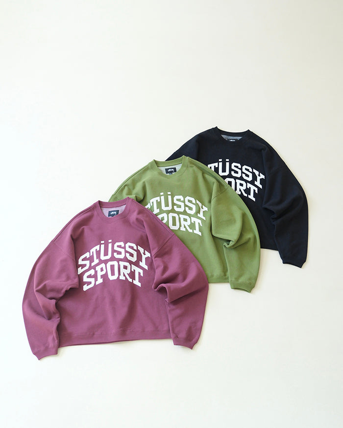 STUSSY Big Crackle Sport Crew 裂紋印花刷毛衛衣