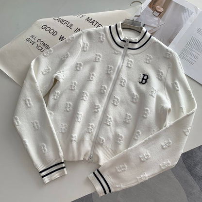 MLB Monogram Cardigan 短版字母針織衫