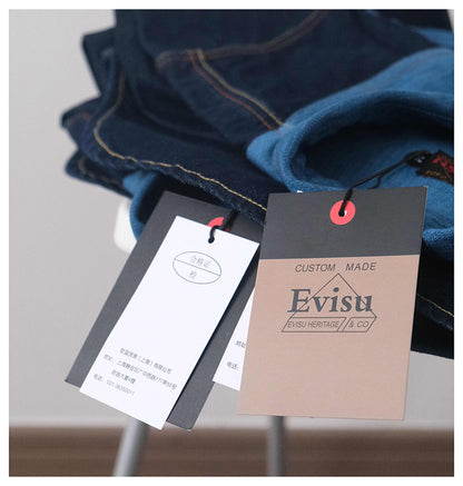 EVISU 福神海鷗刺繡拼布牛仔襯衫