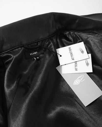 BEAMS LEATHER ZIP BLOUSON 復古皮夾克