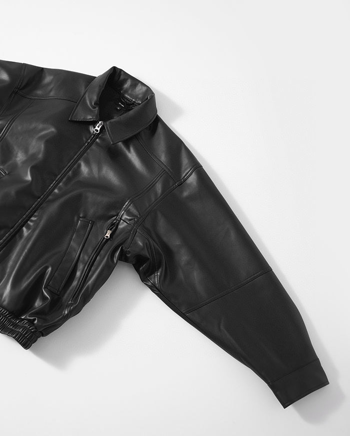 BEAMS LEATHER ZIP BLOUSON 復古皮夾克