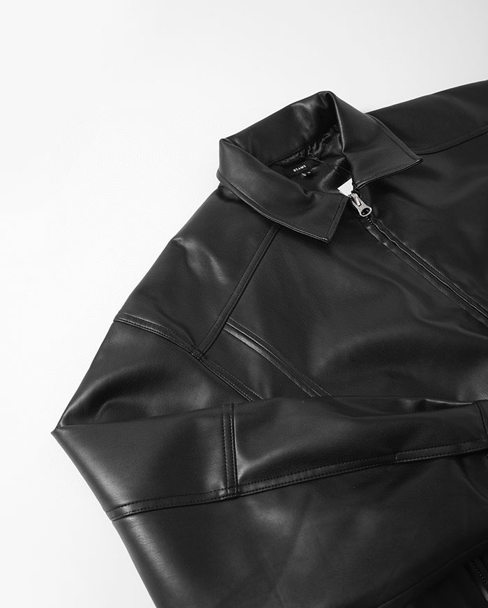 BEAMS LEATHER ZIP BLOUSON 復古皮夾克