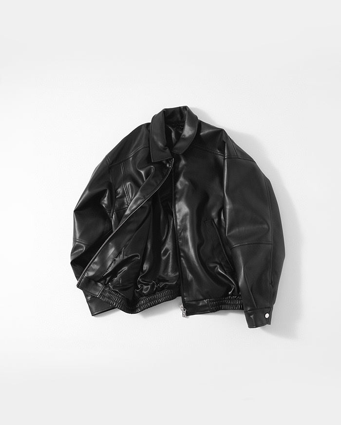 BEAMS LEATHER ZIP BLOUSON 復古皮夾克