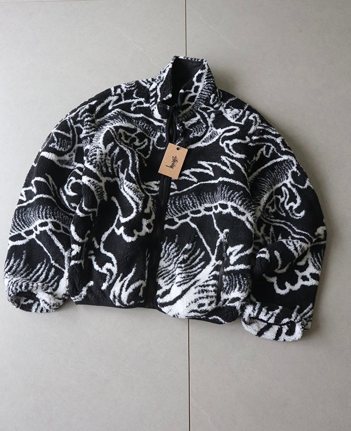 Stüssy Dragon Sherpa Jacket 龍紋滿印雙面穿羊羔絨夾克