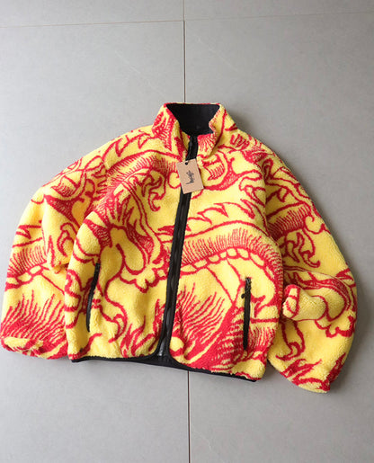 Stüssy Dragon Sherpa Jacket 龍紋滿印雙面穿羊羔絨夾克