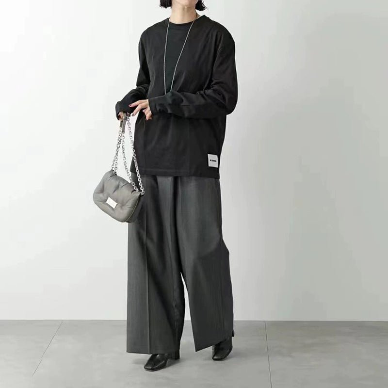 JIL SANDER 純色徽標長袖上衣 - VANASH