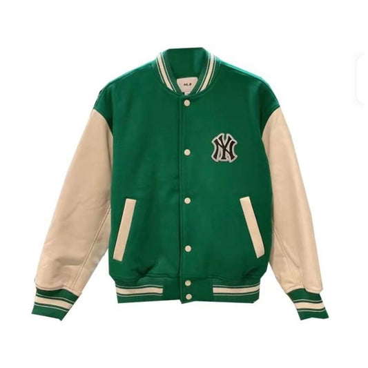 - 全新特價 - MLB 紐約洋基隊拼皮棒球外套(綠色XL) - VANASH