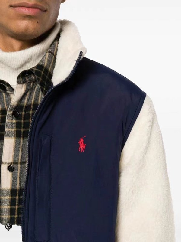 RALPH LAUREN POLO撞色拼接羊羔絨外套 - VANASH