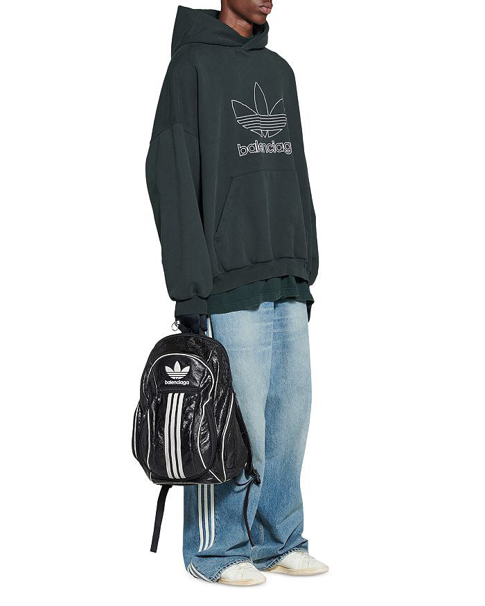 BALENCIAGA x ADIDAS TREFOIL-LOGO 復古皮革後背包