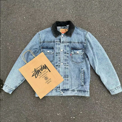 STUSSY x LEVIS 兩面穿立體浮雕牛仔外套