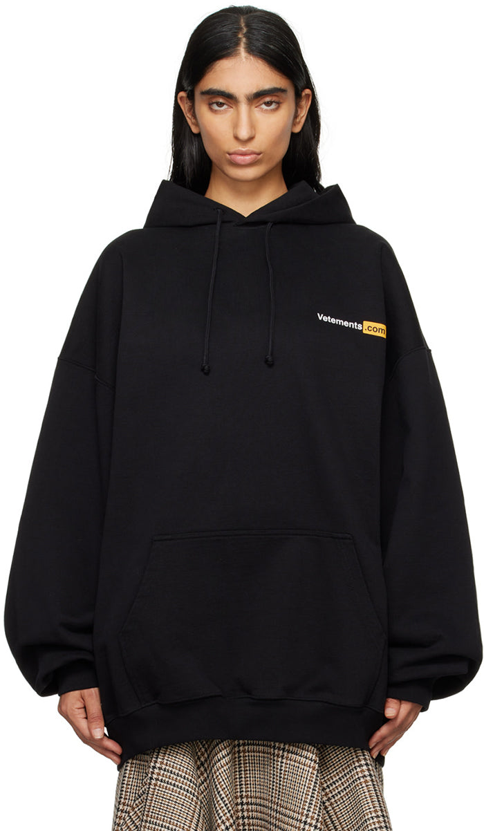 VETEMENTS Black XXX Logo Hoodie – 廓形標誌連帽衫