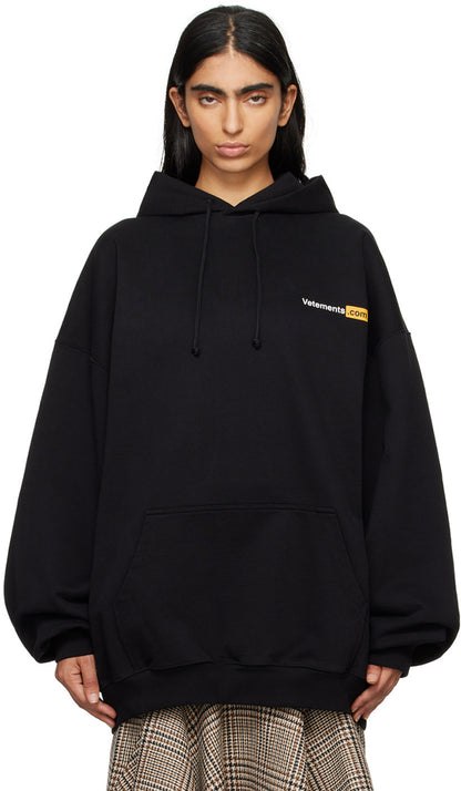 VETEMENTS Black XXX Logo Hoodie – 廓形標誌連帽衫