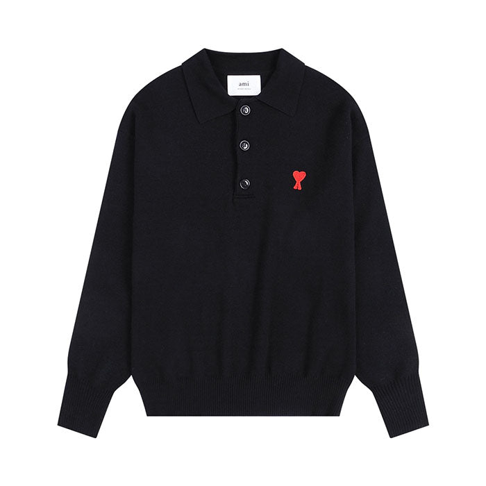 AMI PARIS WOOL POLO SHIRT 長袖POLO衫