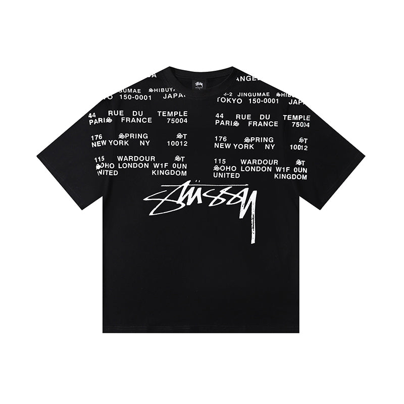 STUSSY 城市字母滿印短袖T恤