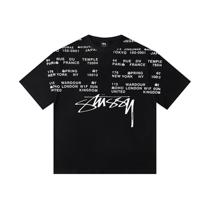 STUSSY 城市字母滿印短袖T恤